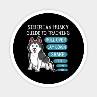 siberian husky guide to training-black and white husky dog Magnet